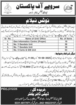 Survey of Pakistan Tender Notice